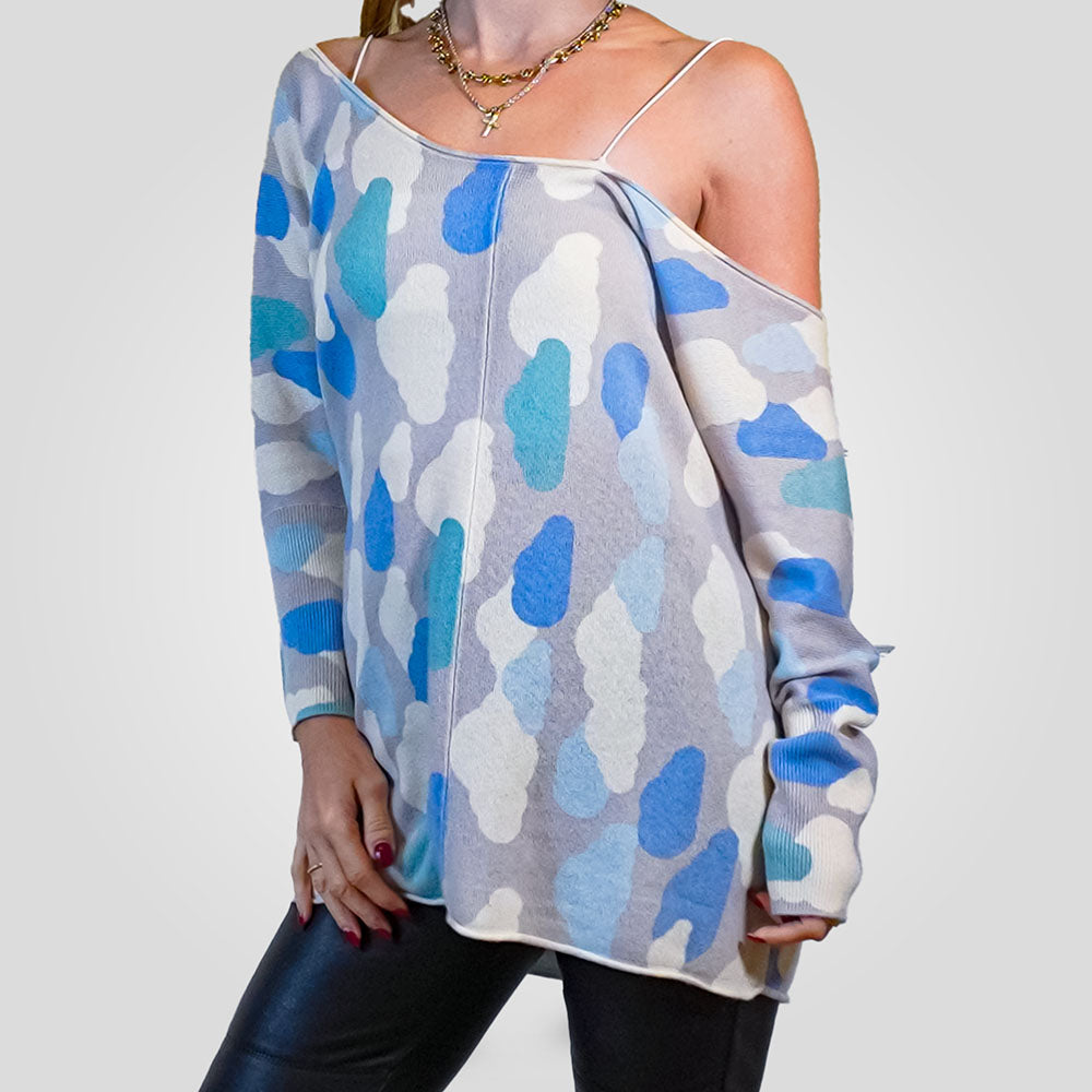 Kaschmir Off-Shoulder Pullover Camouflage / Winter Collection